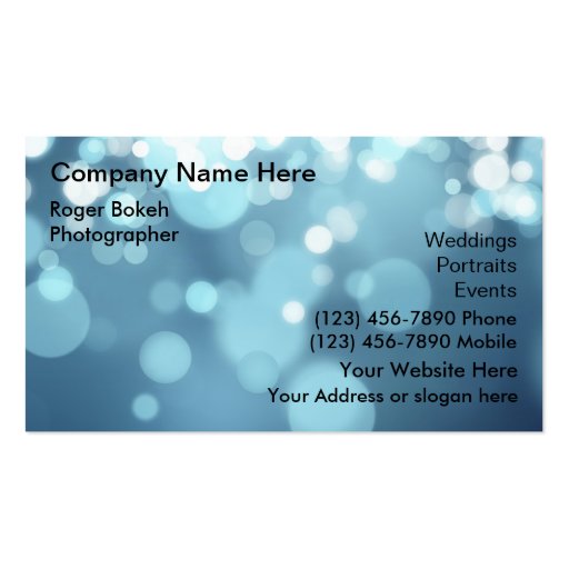 Photography Business Cards (back side)
