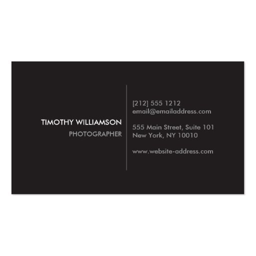 PHOTOGRAPHY CIRCLES PATTERN in BLACK (Horizontal) Business Card (back side)
