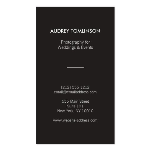 PHOTOGRAPHY CIRCLES PATTERN in BLACK (Vertical) Business Cards (back side)