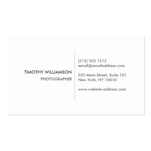 PHOTOGRAPHY CIRCLES PATTERN in WHITE (Horizontal) Business Card Template (back side)