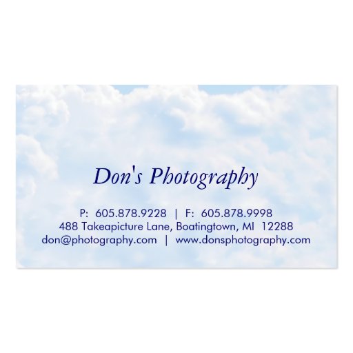 Photography Clouds Blue Sky Business Card Nature (front side)