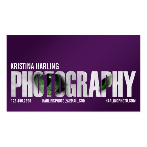 Photography Cutout - Purple Business Card Template (front side)