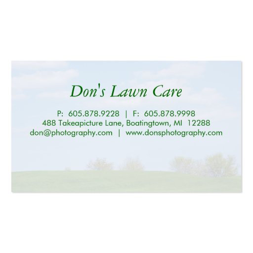 Photography Green Grass Business Card Nature (back side)