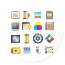 Photography Icon Round Stickers