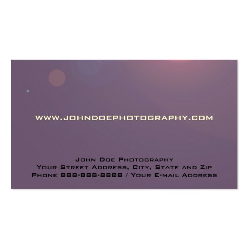 Photography Photographer Photo Business Card (back side)