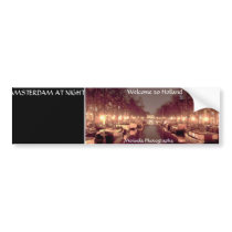 PhotoText Sticker -Amsterdam At Night  bumper stickers