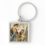 Phryne: caricature of an artist's model key chains