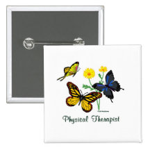 Physical Therapist Butterflies Buttons