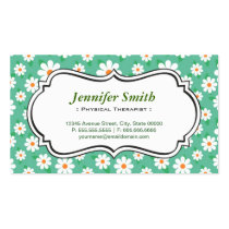 Physical Therapist - Elegant Green Daisy Business Cards