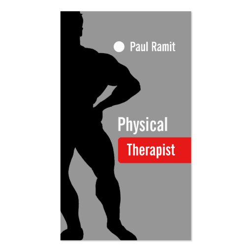 Physical Therapist Red Grey Business Card (front side)