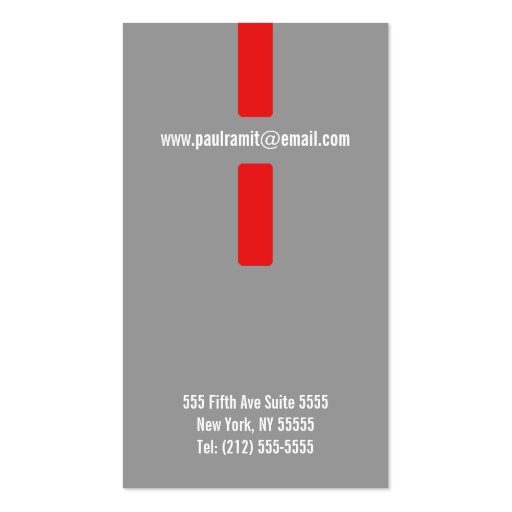 Physical Therapist Red Grey Business Card (back side)