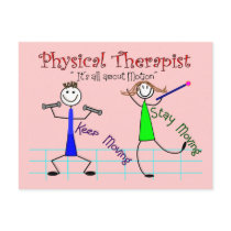 Physical Therapist Stick People "Keep Moving" postcards