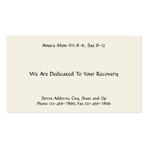 Physical Therapist Therapy Business Cards (back side)