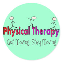 Physical Therapy Stick People Design Round Sticker