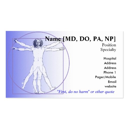 Physician Business Card (front side)