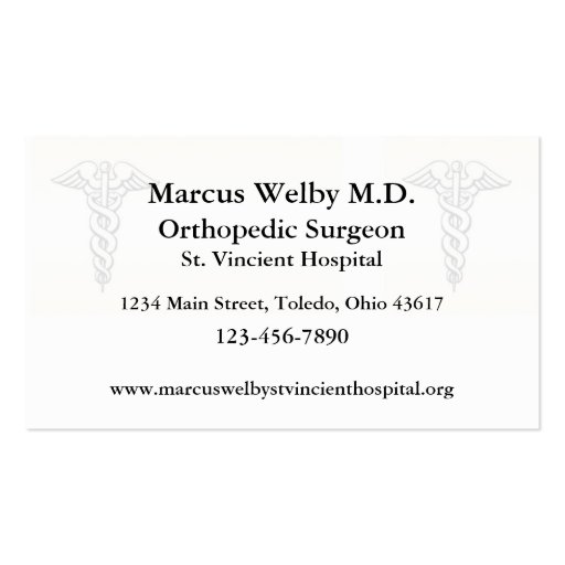 Physician Business Card Template (back side)