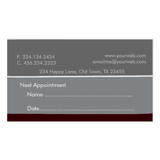 Physician  Medical Appointment Business Cards (back side)