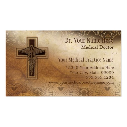 Physician Medical Doctor Practice Christian Symbol Business Card Template (front side)
