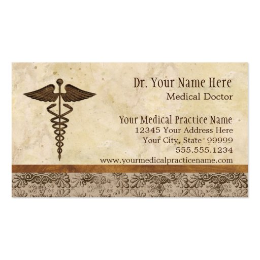 Physician Medical Doctor Practice Medicine Symbol Business Card Template (front side)