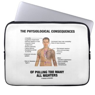 Physiological Consequences Pulling All Nighters Laptop Computer Sleeve