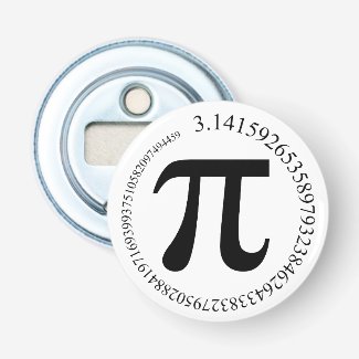 Pi (Ï€) Day Button Bottle Opener