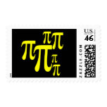 Pi Day Yellow on Black Postage Stamps