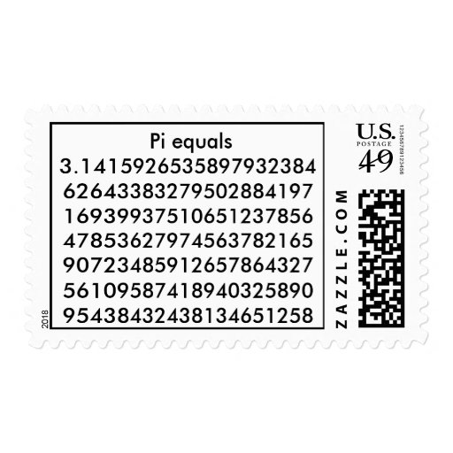 Pi equals 3.14159265358979323846264338327950288... postage Zazzle