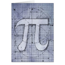 Pi Number Drawing Greeting Cards