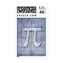 Pi Number Drawing Postage Stamps
