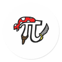 PI Pirate Round Sticker