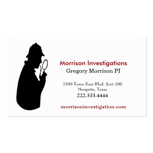 PI Private Investigation Business Card (front side)