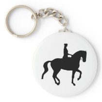 Piaffe Dressage Horse and Rider (black) Keychain
