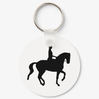 Piaffe Dressage Horse and Rider (black) Keychain by dogsandhorses