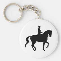Piaffe Dressage Horse and Rider (black) Keychain