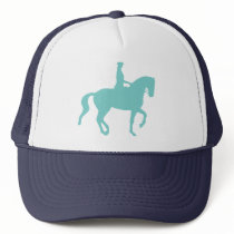 Piaffe Dressage Horse and Rider (teal) hats by dogsandhorses Piaffe Dressage Horse and Rider (teal) hats