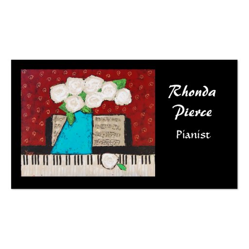 Pianist business card with flowers (front side)