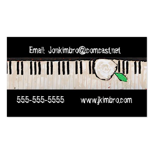 pianist business card with flowers and keyboard (back side)