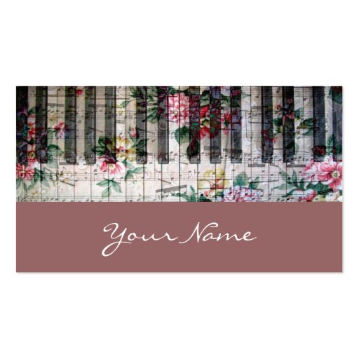 pianist keyboard girly vintage music profile card business cards (front side)
