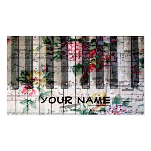 pianist keyboard piano vintage girly music business cards (front side)