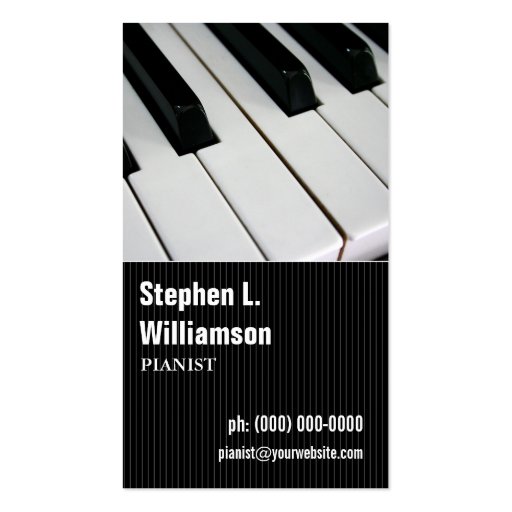 Pianist Pinstripe Business Card (front side)