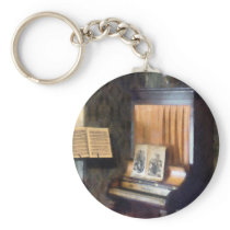 Piano and Sheet Music on Stand keychains