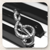 Piano Bar with G-clef Drink Coaster