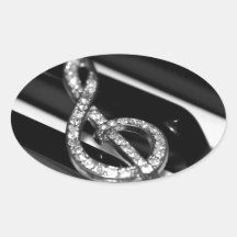 Piano Bar with G-clef Oval Sticker