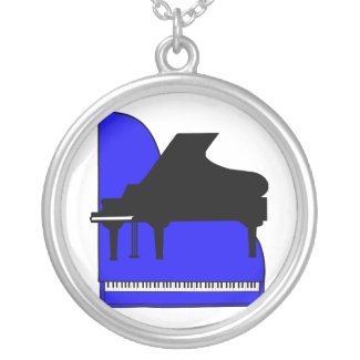 Piano Black Sillouette Blue Top View necklace