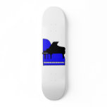 Piano Black Sillouette Blue Top View Custom Skateboard