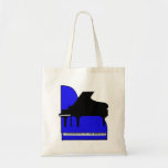 Piano Black Sillouette Blue Top View Tote Bags