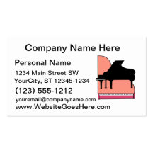 Piano Black Sillouette Pink Top View Business Card
