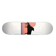 Piano Black Sillouette Pink Top View Skate Board