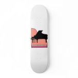 Piano Black Sillouette Pink Top View Skate Board