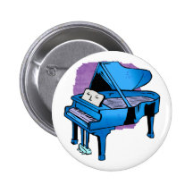 Piano Blue With Face Piano Graphic Design Pinback Buttons
